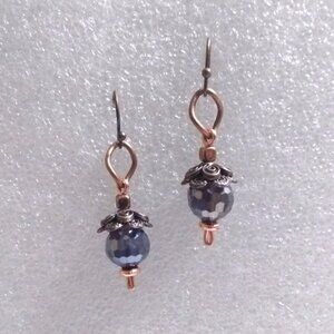 $10 CLEARANCE! Bling Boho Glam Drop Earrings - Copper w Purple Hues + Flashes